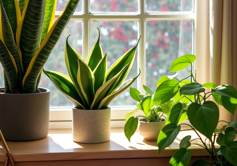Lush indoor shade loving plants in a cozy low light corner